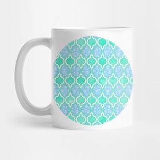 Moroccan Aqua Doodle pattern in mint green, blue & white Mug